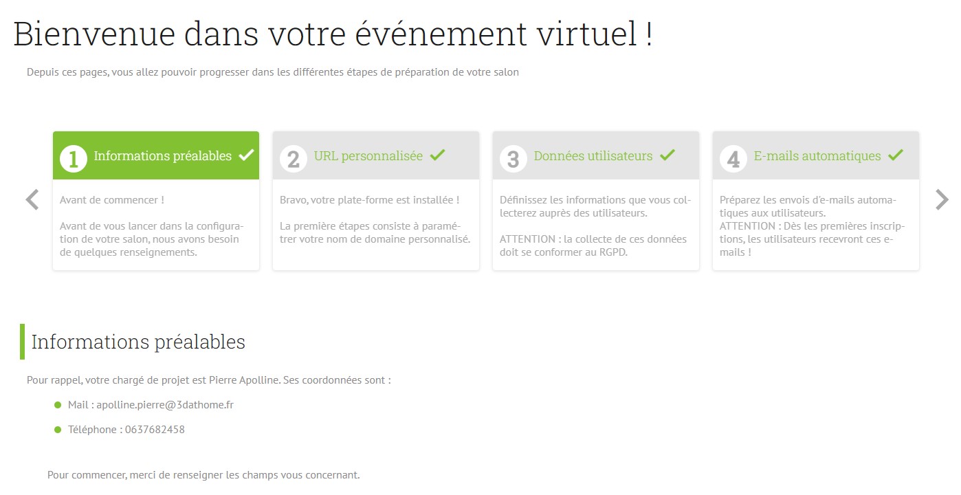 Etapes de configuration d'un salon virtuel AppyFair