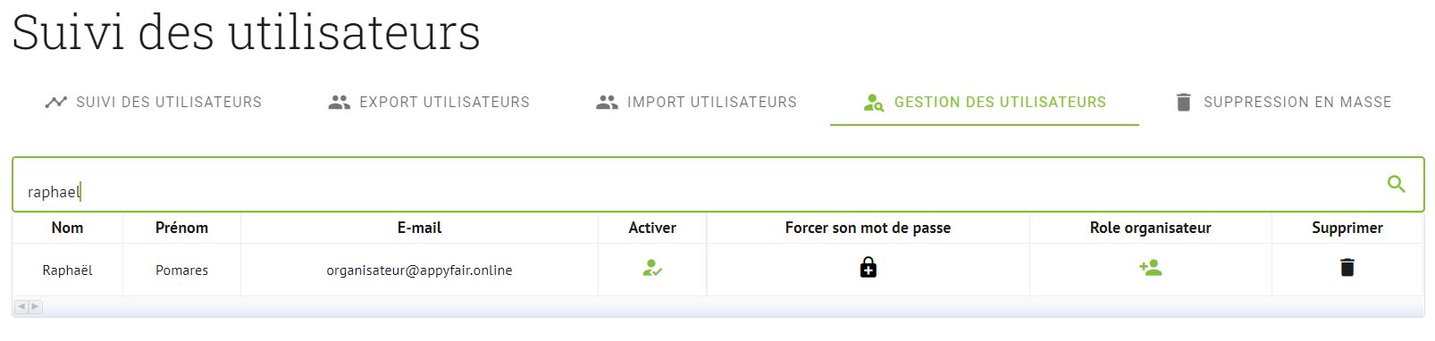 Gestion_utilisateurs panneau de gestion des utilisateurs sur un salon virtuel AppyFair