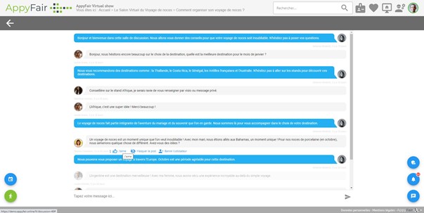 exemple de salle de discussion publique sur un salon virtuel AppyFair